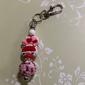 Red and White Heart Car Keychain